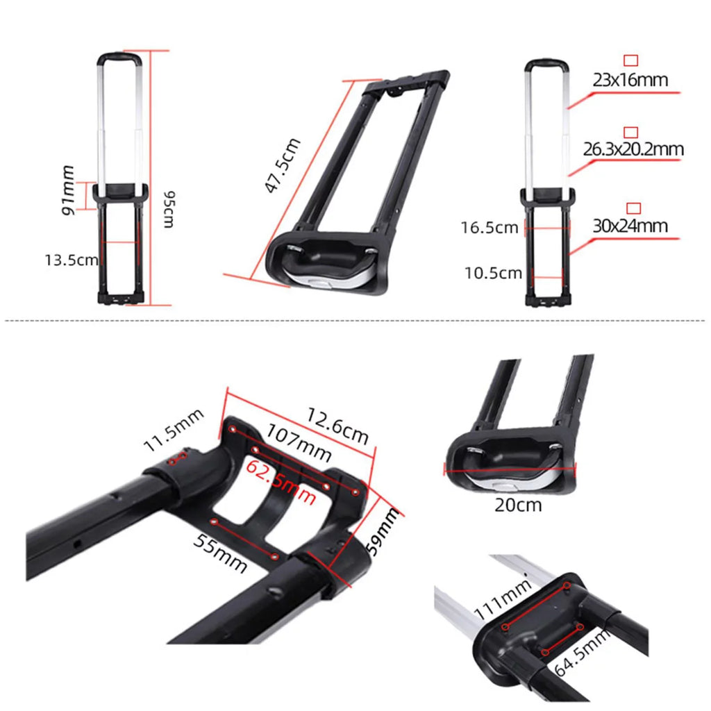 Parts Handle, Telescoping adjustable Three Black for , Trolley Ice Rod, Sections Speaker Suitcase Luggage Replacement Bucket Cart Case Pull