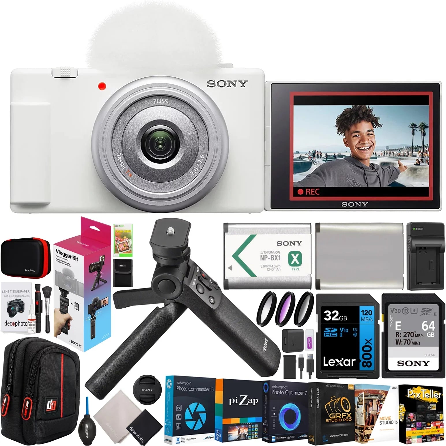 with White ZV-1F & Camera 4K Content Vloggers Vlog Creators Bundle ZV-1F/W 20.1MP for Video and