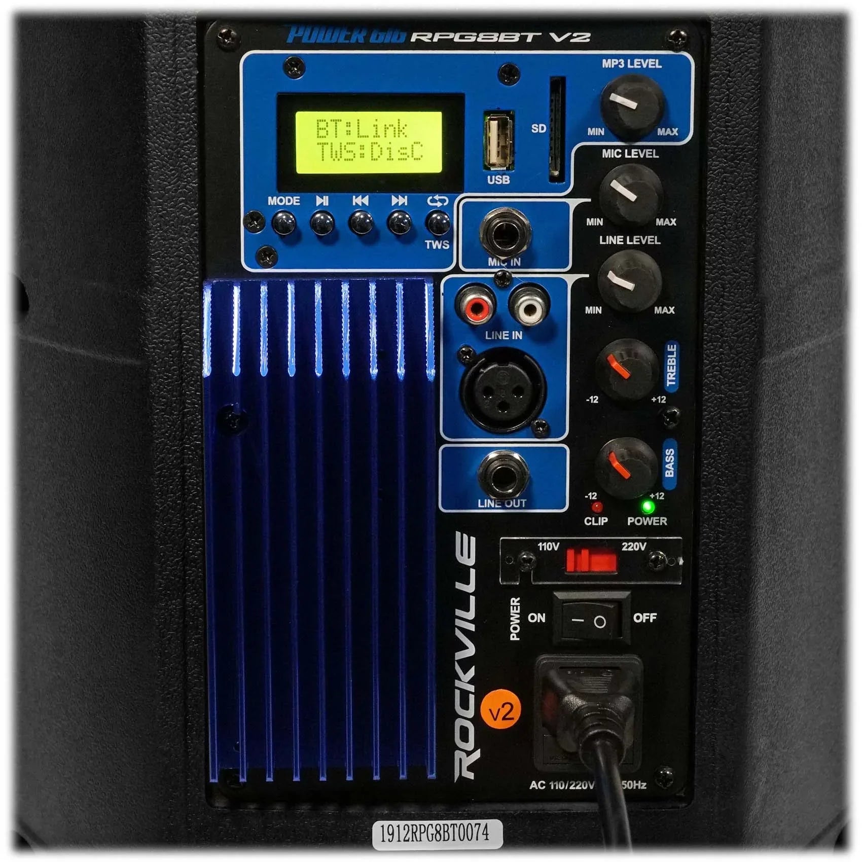 BlueTooth/Wireless/Remote/EQ Speaker Powered RPG8BT PA 400W Rockville V2 8 DJ inch