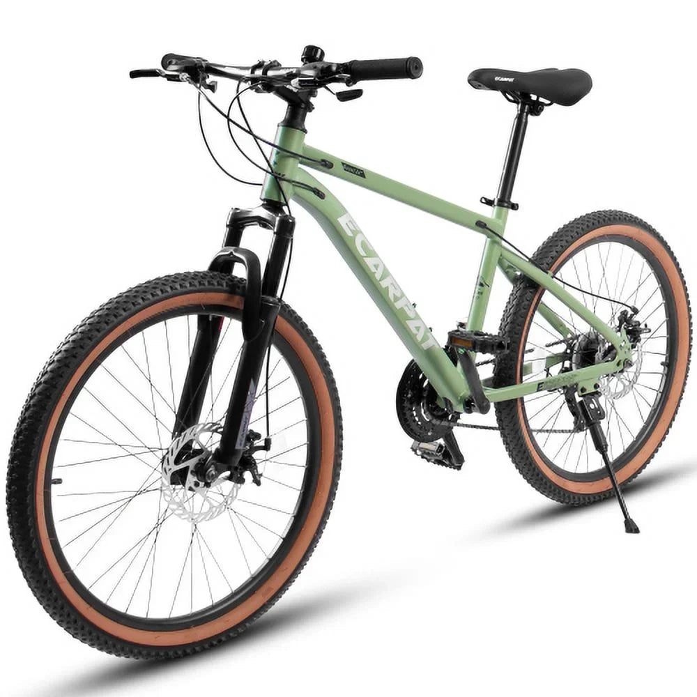 Carbon Commuter Shifter Front Trail Bike, Mountain Bike 21-Speed Mens Mountain City Thumb Womens A24301 Bicycles Brakes Ecarpat Wheels, 24 Fork steel Frame Disc Inch