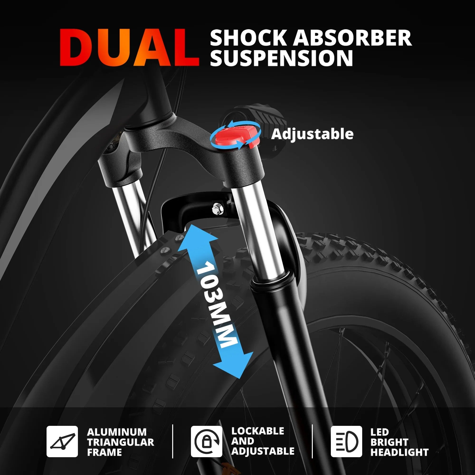 48V Electric Gears,26" Absorber Battery,19MPH Bicycle,Dual for &65 Ebike UL2849 Removable Fat Electric Miles EB26 Commuter Tire Mountain Bike 7 Speed Shock with AMYET Adults,750W Electric 15Ah Bicycle