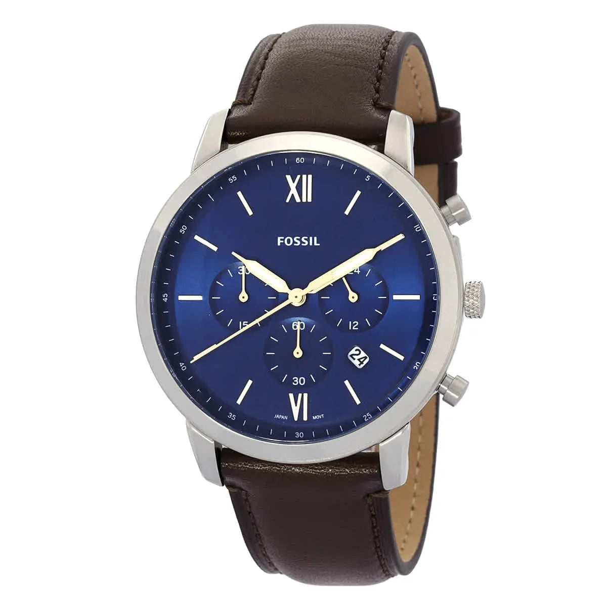 Men's Bracelet Fossil Dial Chronograph and Blue Watch Quartz Set FS6018SET Neutra Box