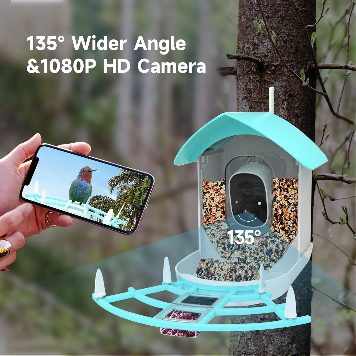 With Vico Ai Squirrel Solar Ai Feeder Deterrent Camera Surveillance CameraVideo Wifi Powered Camera Camera With Feeder AppAi Pir Andoer Wireless camera,Feeder Smart 1080p Species Camera