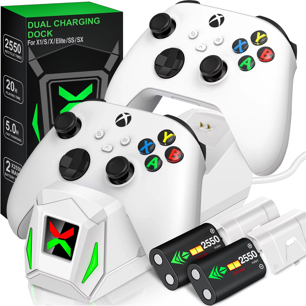 Controller Controller Xbox One/Series Station Dock Packs 2x2550mAh with Battery Charging Xbox for Rechargeable X|S Accessories-White Charger,Xbox