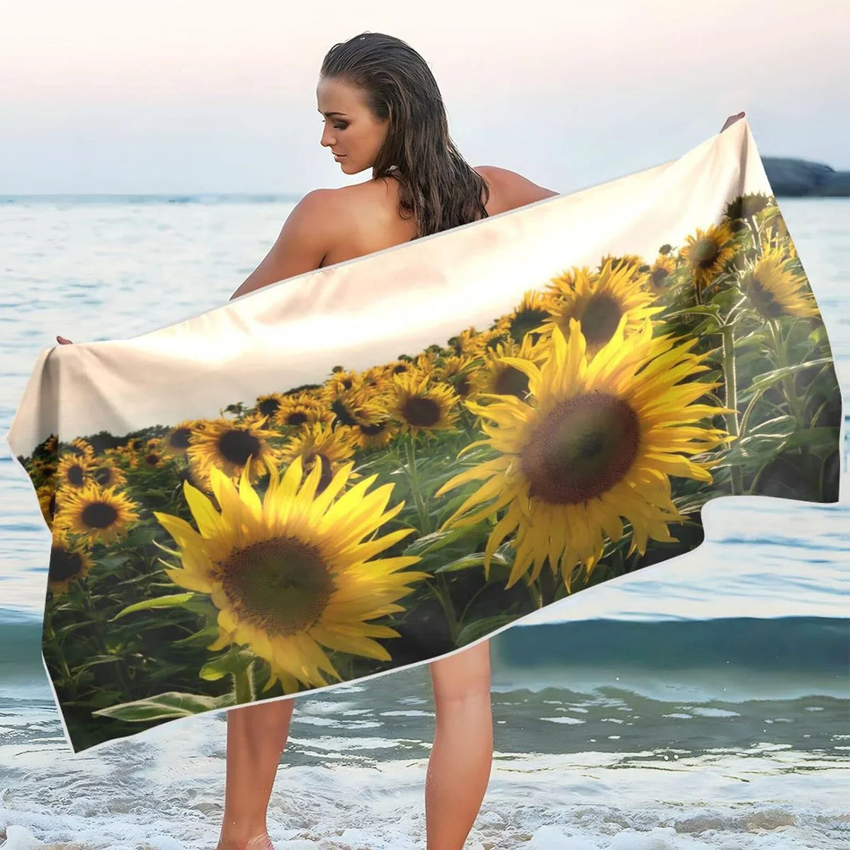 Quick Super Holiday（363） Absorbent Camping Dry Towel Compact Towels Beach - Sunflower for - Swimming Oversized Travel Bestwell Towel Lightweight Field