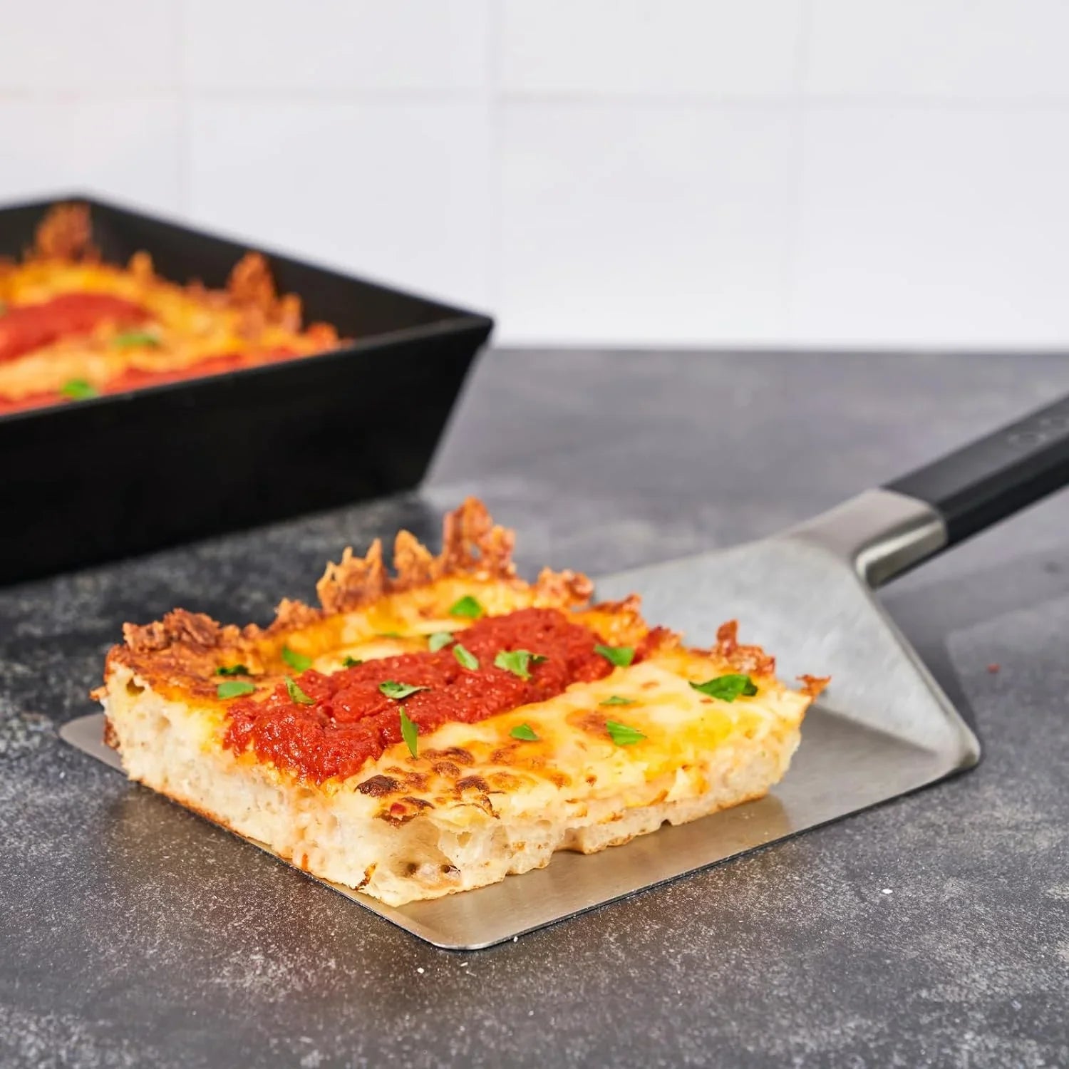 Steel Pizza Spatula Spatula, Rectangular Detroit Grill Kitchen Pizza Stainless Utensil, Oven design Accessories, Pan - Tools Pizza Cutter, Pan Spatula