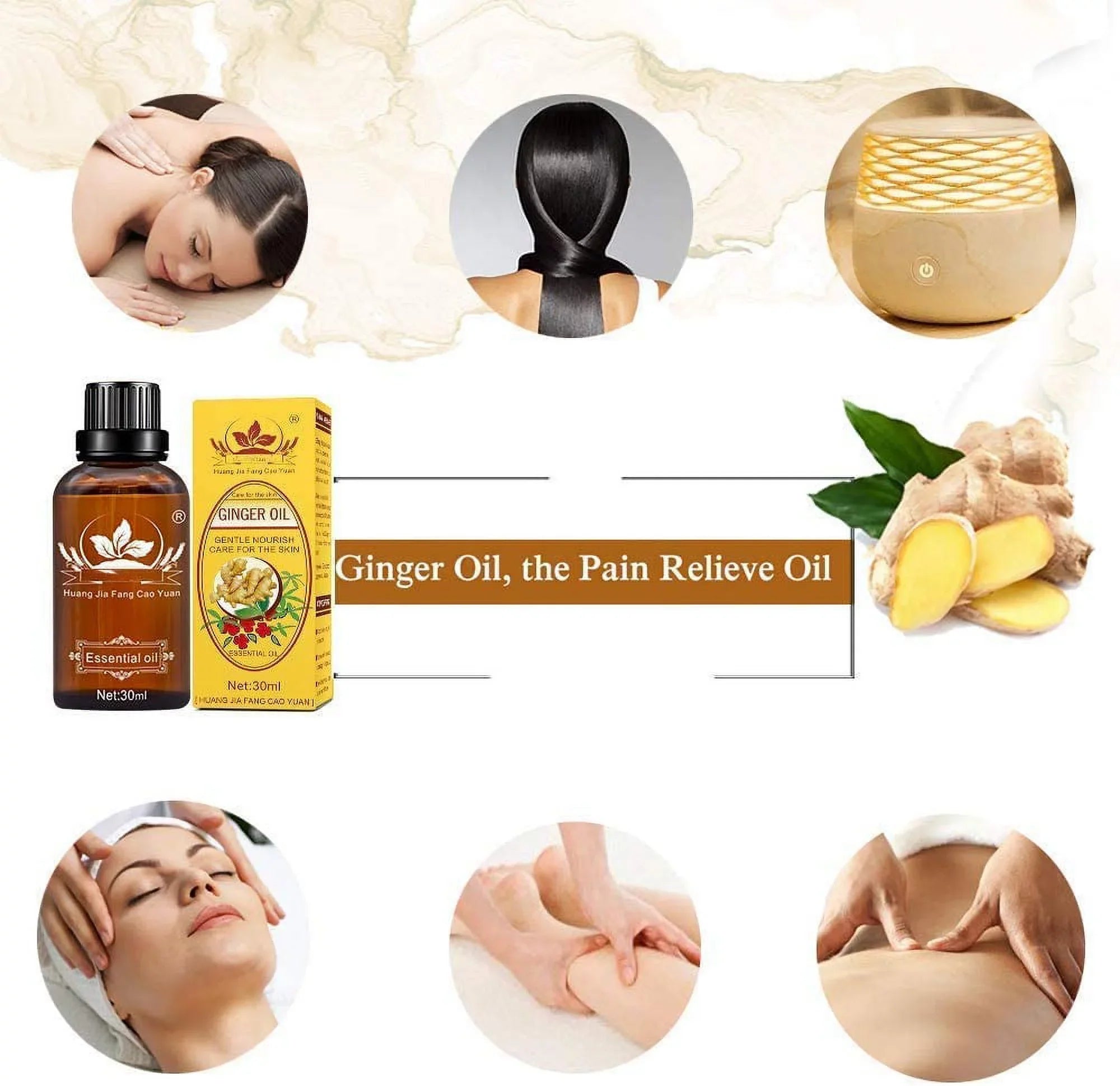Massage Skin, Grapeseed Ginger Pcs Cosprof Drainage Gift 5 Oil Set Natural Ginger Drainage Day for Massage, 100% Valentine's Perfect Belly SPA Oil, Ginger Massage Oil Oil, Lymphatic Pure