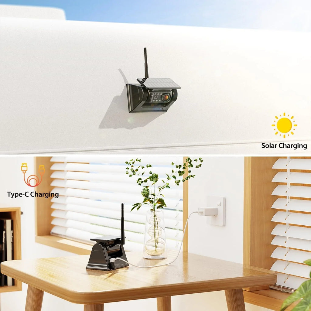 Camera Solar Installation No CTYC5 xRoose IR 1080P Wireless Drilling Monitor Magnetic Waterproof Backup Rear 5''HD View 2-Min Camera Vision Night