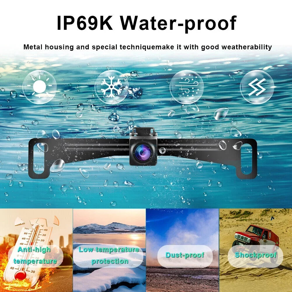 Rear Camera HD Backup Plate System Monitor Parking View 4.3inch License Car Reverse