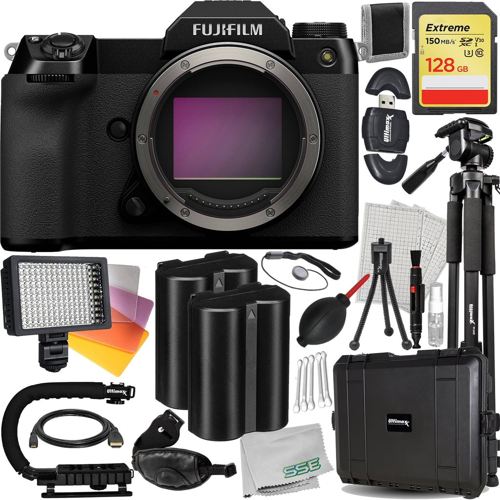Bundle & (Body Format (25pc Camera Hard Much Bundle) Medium Spare Mirrorless Includes: Case 2x Waterproof 50S II More FUJIFILM GFX - Extreme Only) SDXC, Batteries, Ultimaxx Deluxe Lockable 128GB