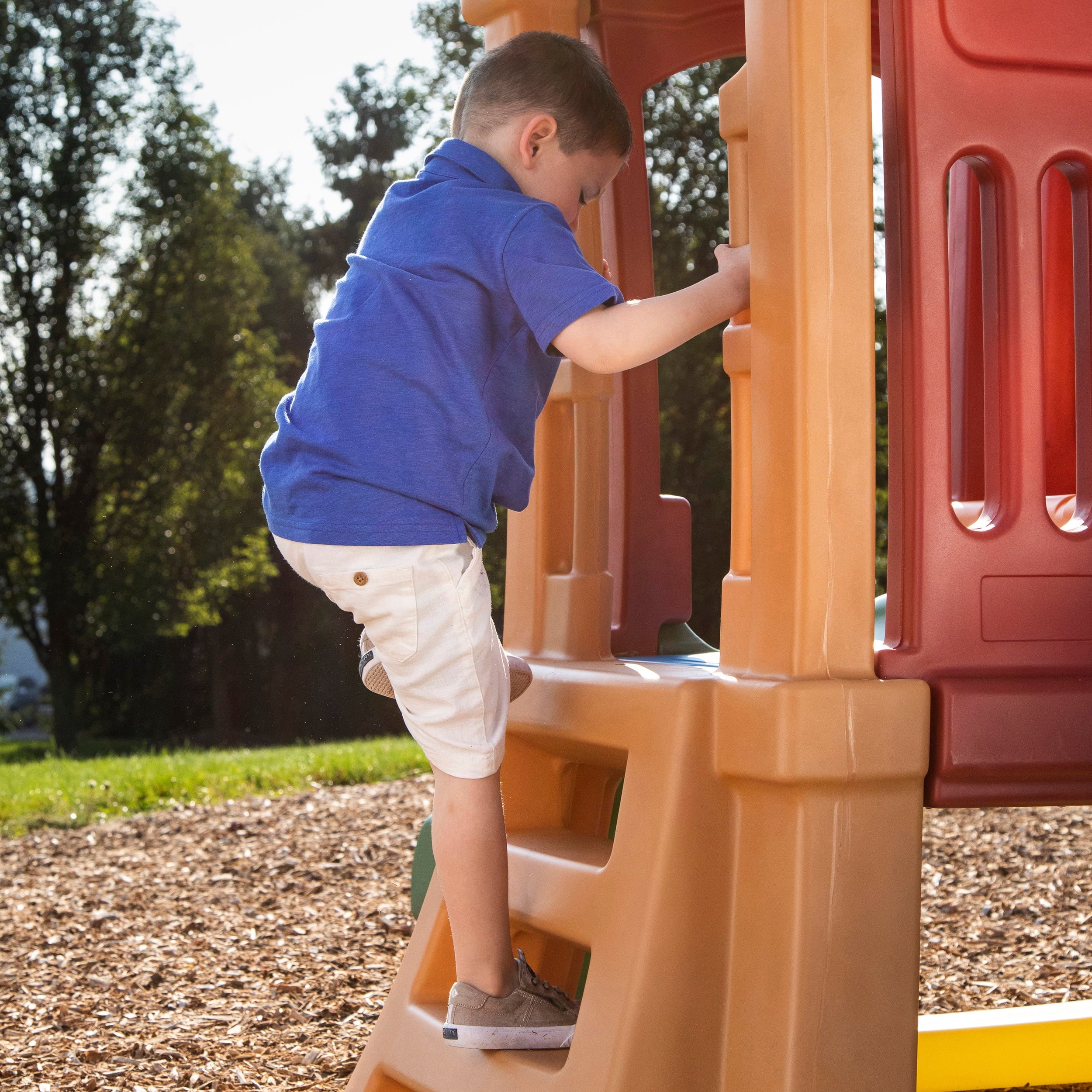Toddlers Play Double Slide Climber, Up Step2