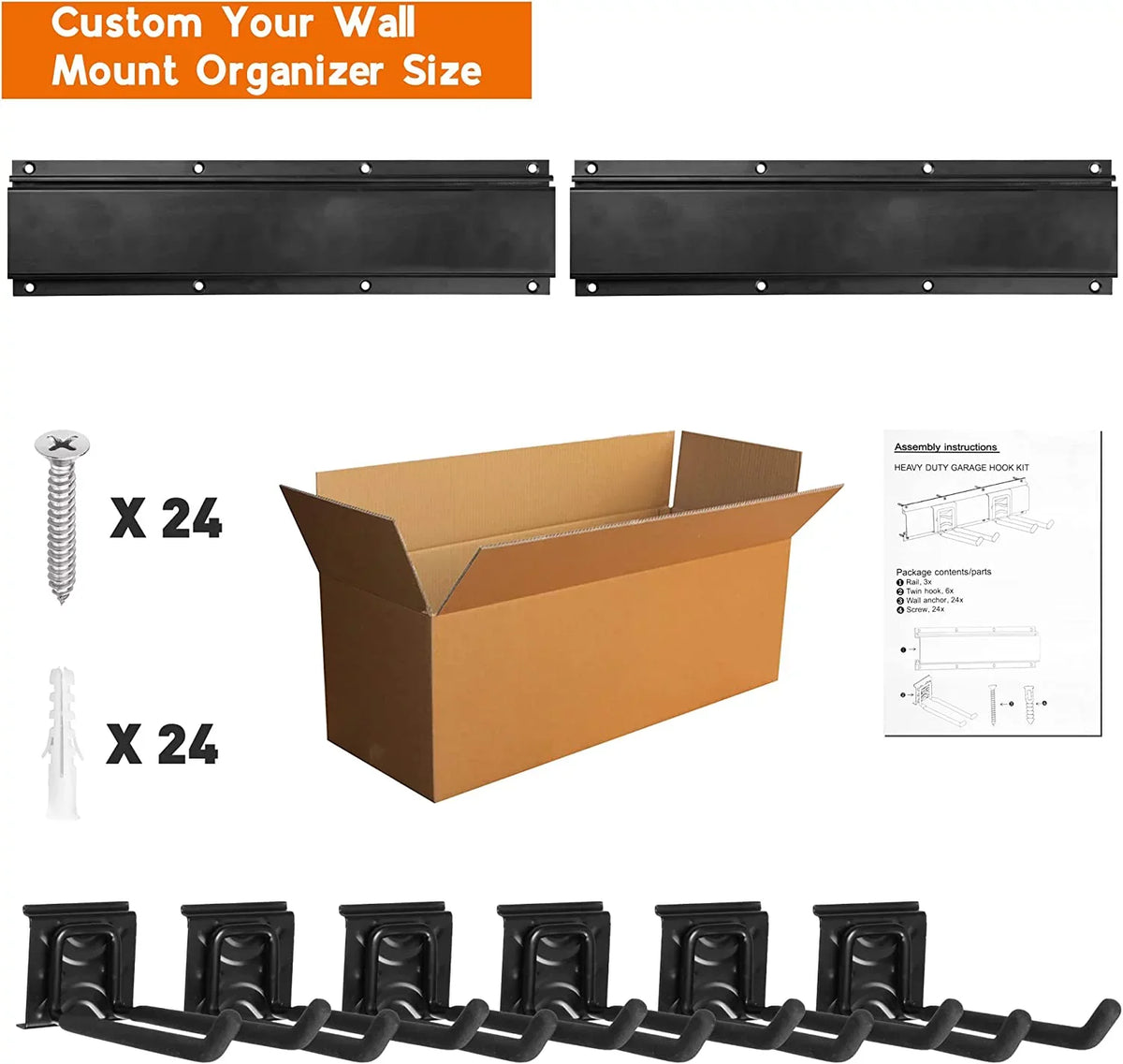 Heavy Garden Tool for Racks Organizer Tools Hooks, Metal Yard Mount Garage 6 Garage Duty Wall Holder