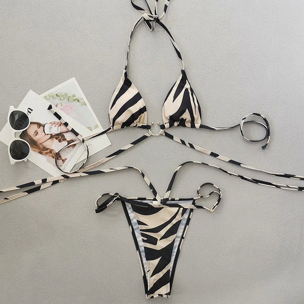 Swimsuits Lace Women Split Bikini Two Color for Swimsuit Up Striped Sexy Panda