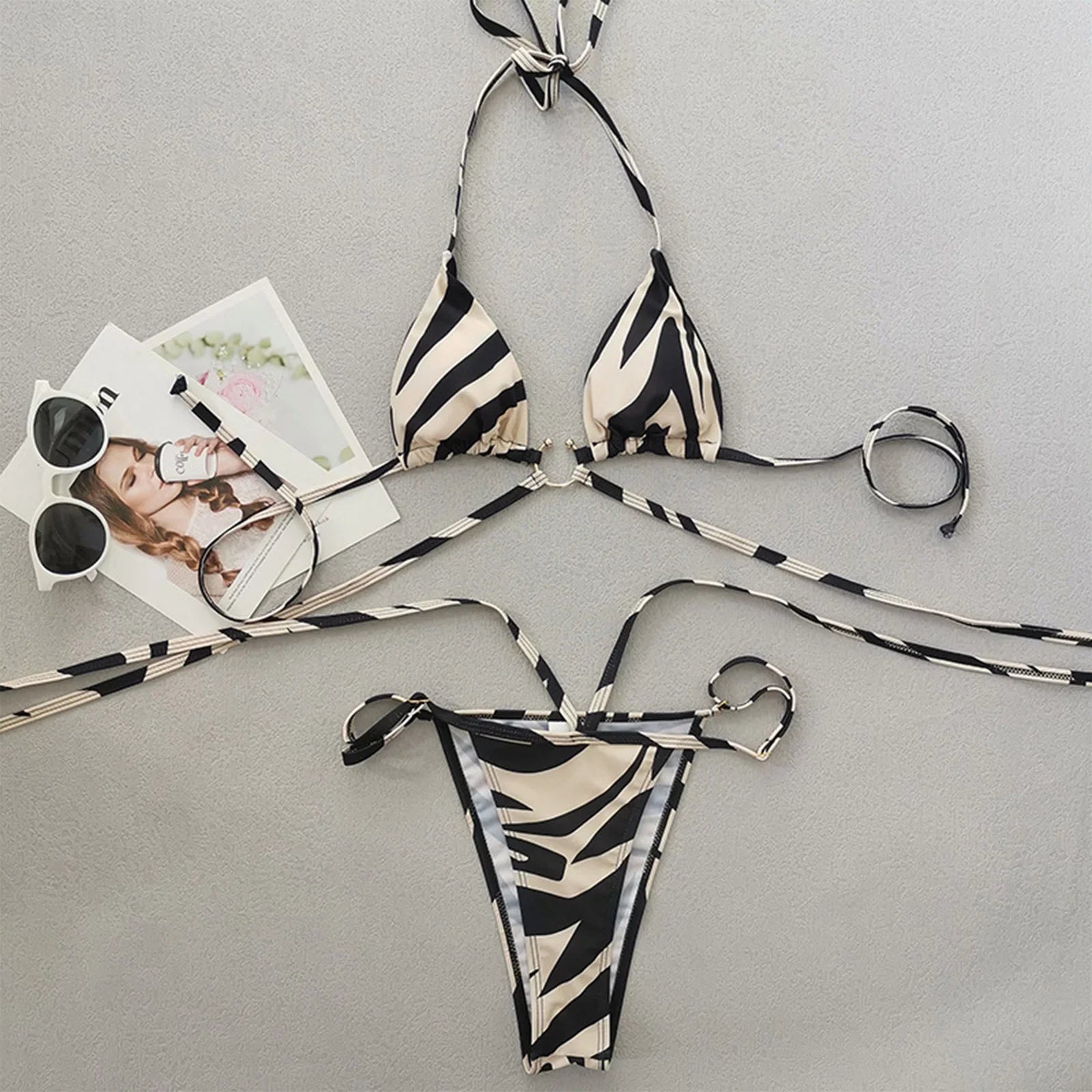 Swimsuits Lace Women Split Bikini Two Color for Swimsuit Up Striped Sexy Panda