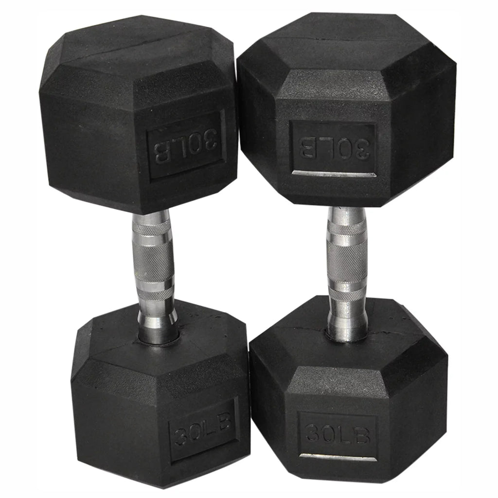 Rubber 1 Set Metal Barbell of Heavy Hex with Pair Dumbbell Handles Dumbbell 1 of ATIXEL