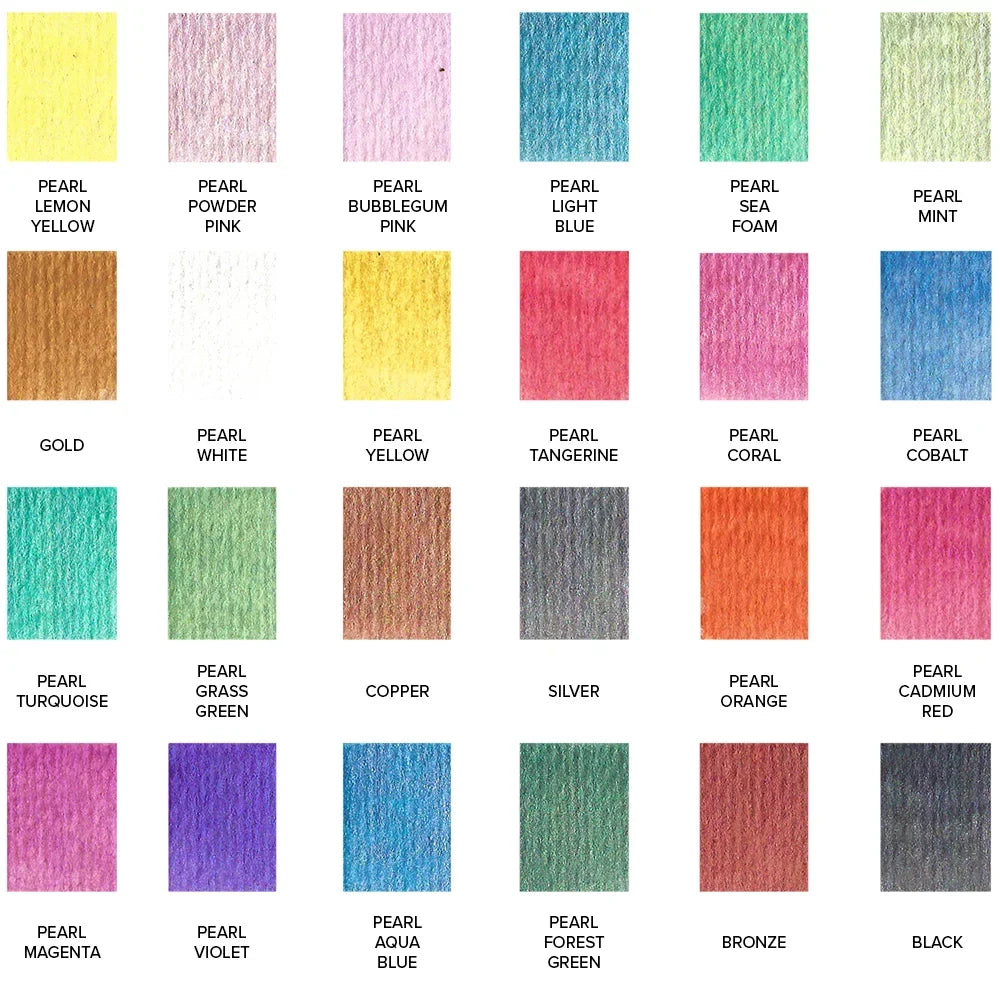 Palette, Watercolor Set 24 Premium Colors GenCrafts of Metallic