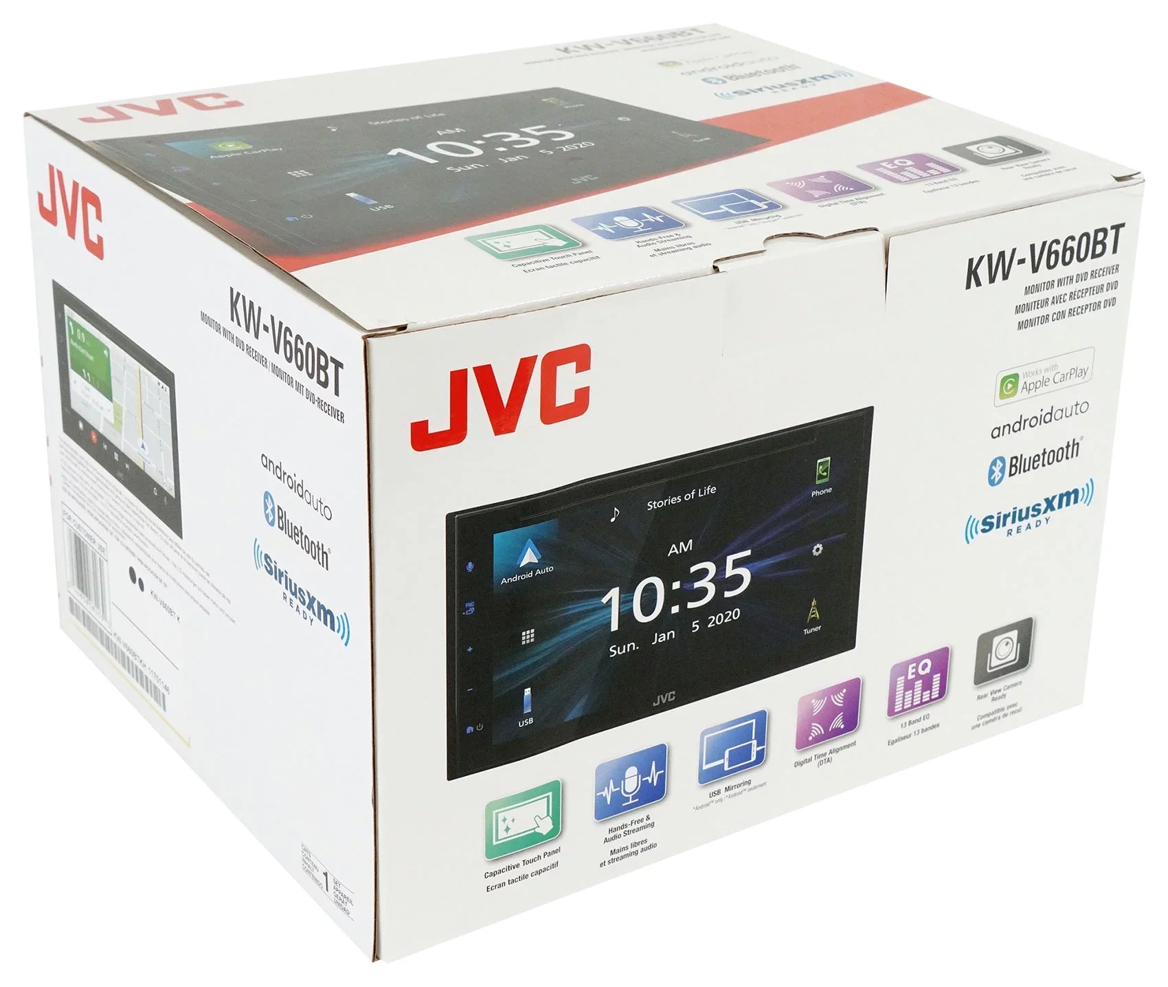 DVD Car Cam Monitor KW-V660BT 6.8" Carplay/Bluetooth/Android Receiver+Backup JVC