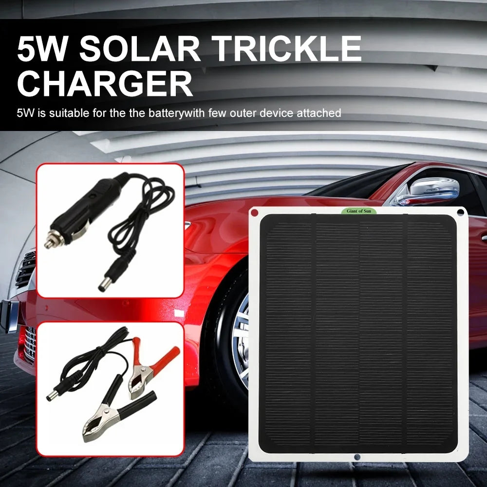 Charging Charger Solar RV Monocrystalline 20W exterior with Cars for occkic Panels Charger Yachting Flexible Clips 12V/5V Battery