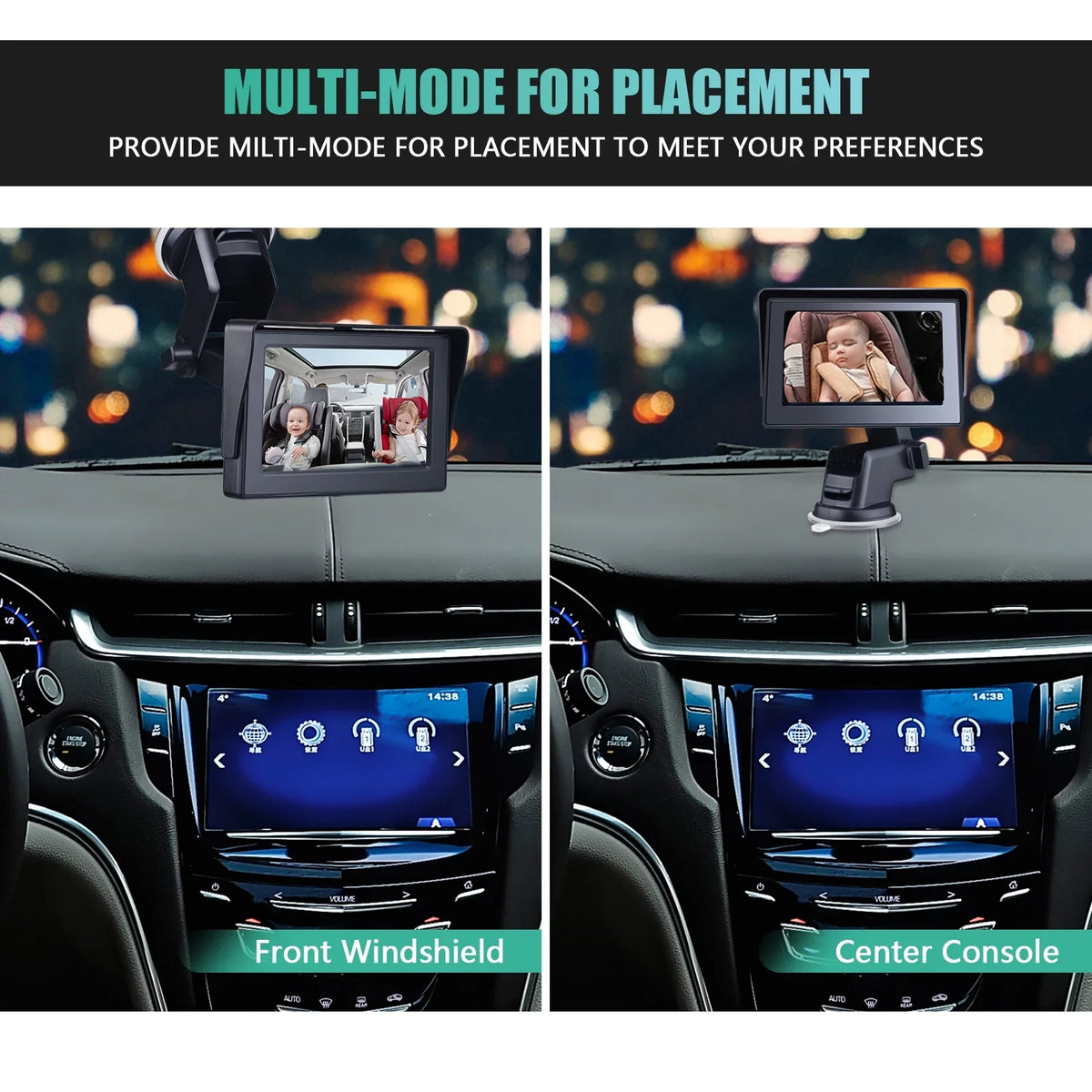 Clear 1080P Night Camera, Mirror Angle, Car Vision, Cable Crystal Long Adjustable View Andoer Baby