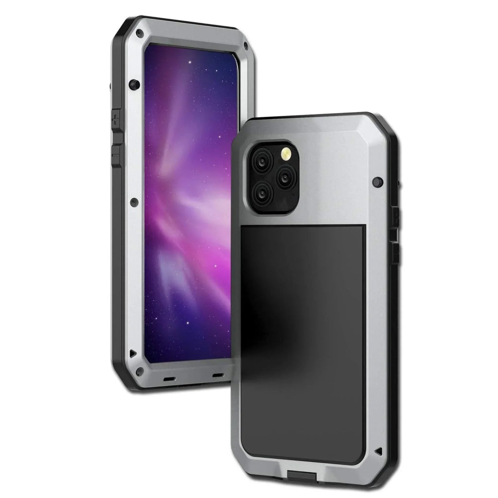 iPhone Gorilla 14 Metal exterior Protection, Scratch Case Pro and Duty Rugged Travel Grade Shockproof Glass Resistant Aluminum Heavy (Silver) Military