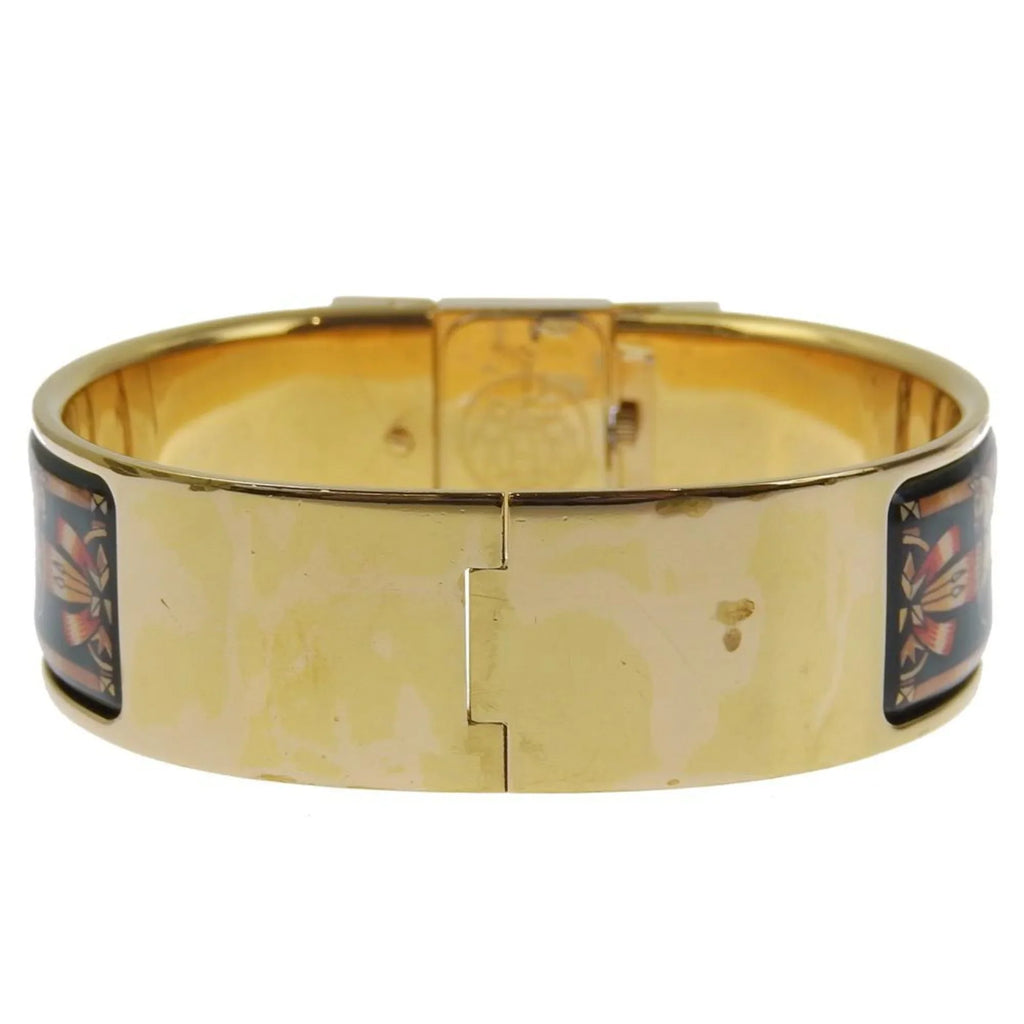 Watch Analog (Fair) Dial Swiss Location Plated Quartz Display Gold Green Ladies LO1.201 Cloisonné Made Pre-Owned HERMES
