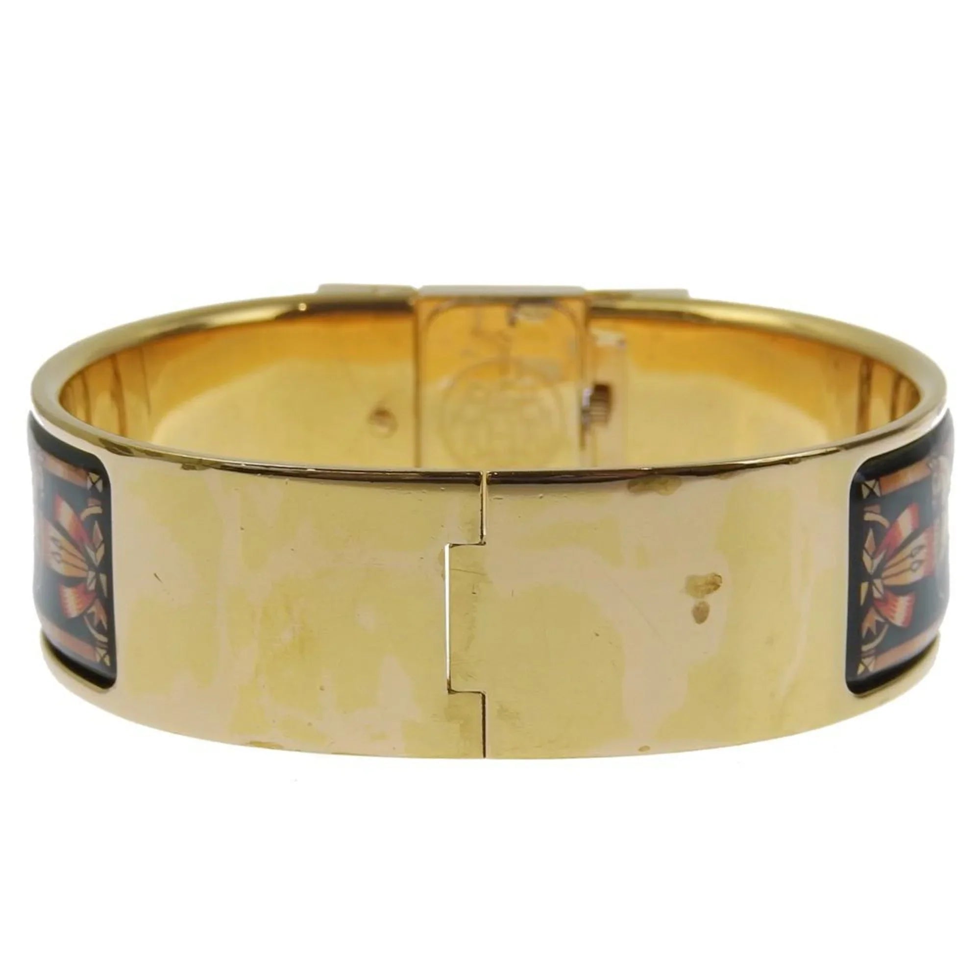 Watch Analog (Fair) Dial Swiss Location Plated Quartz Display Gold Green Ladies LO1.201 Cloisonné Made Pre-Owned HERMES
