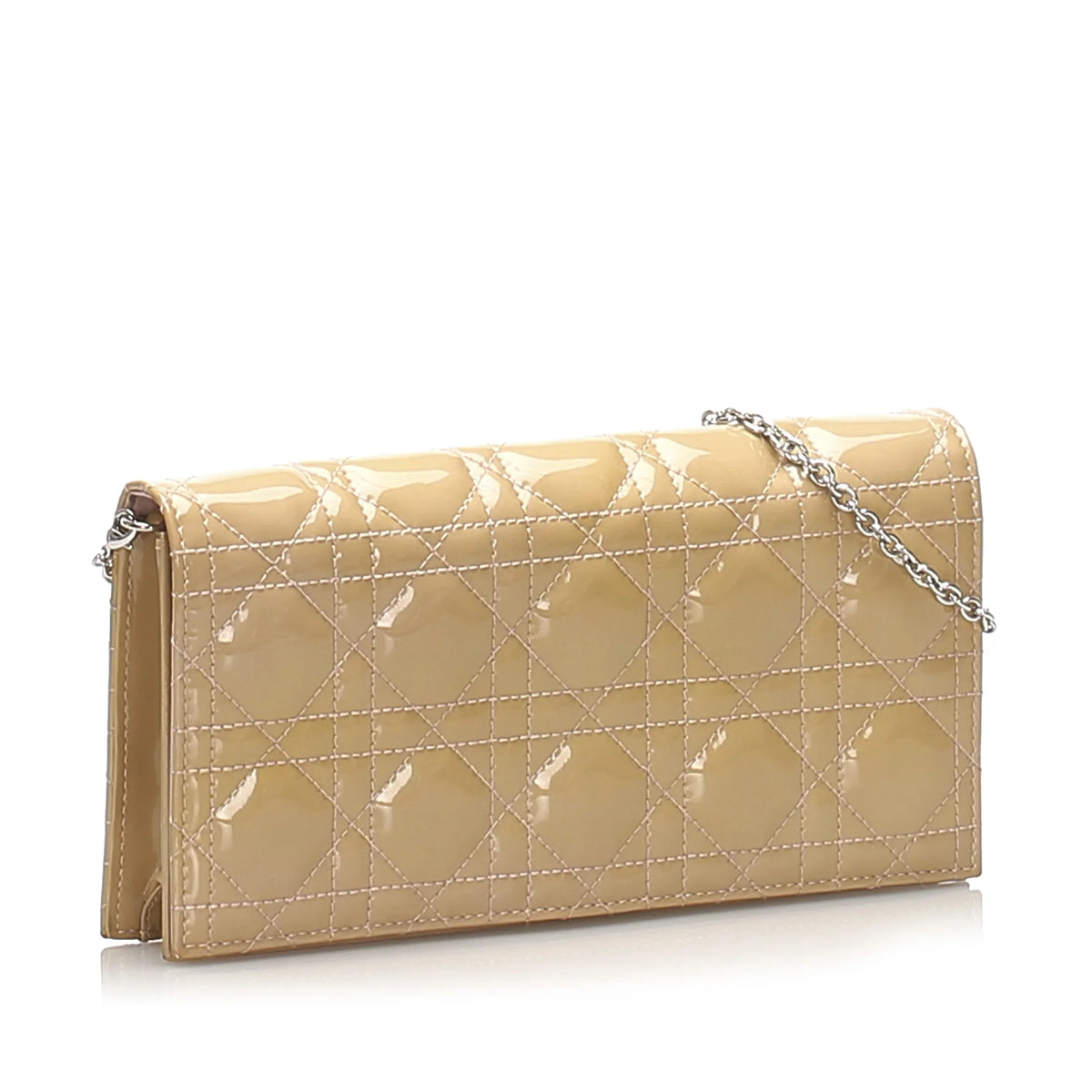 Chain Authenticated Bag Brown Patent Crossbody Leather Wallet Pre-Owned Dior (Good) on Women Cannage