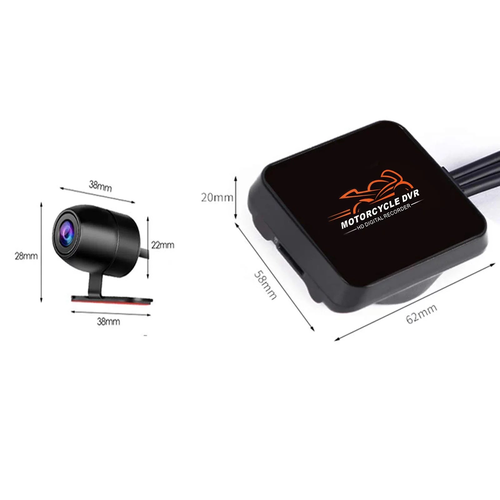 Front 1080P Channels VSYSTO 2 WiFi Cam, Motorcycle G-sensor & Angle Camera HD Recorder, Video Night Wide Dash No Driving Rear Loop 130° Vision Recording, Screen