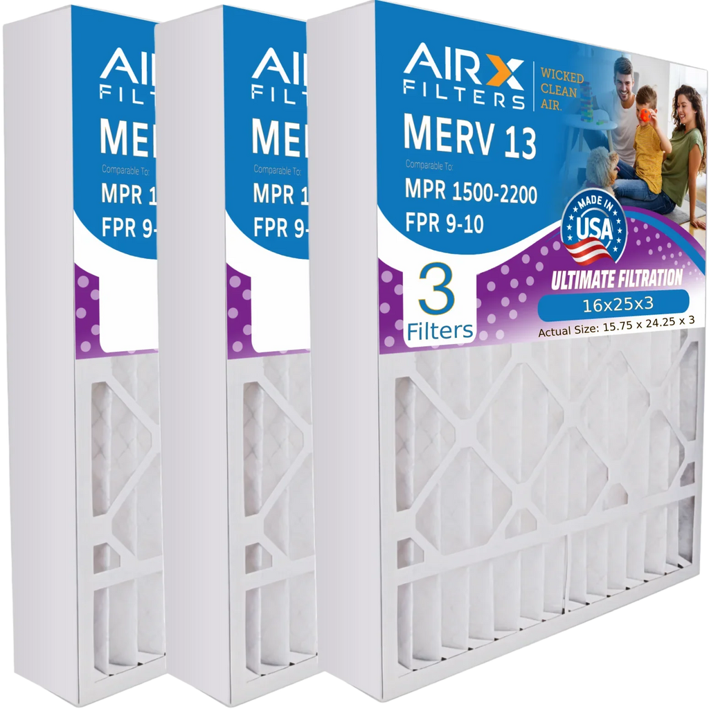 3 to Filter Air FPR Comparable WICKED & Filter Pack MPR FILTERS 2200 - 9 1500 AIRX 13 Compatible with Air X0581 Lennox AIR. CLEAN 16x25x3 MERV by