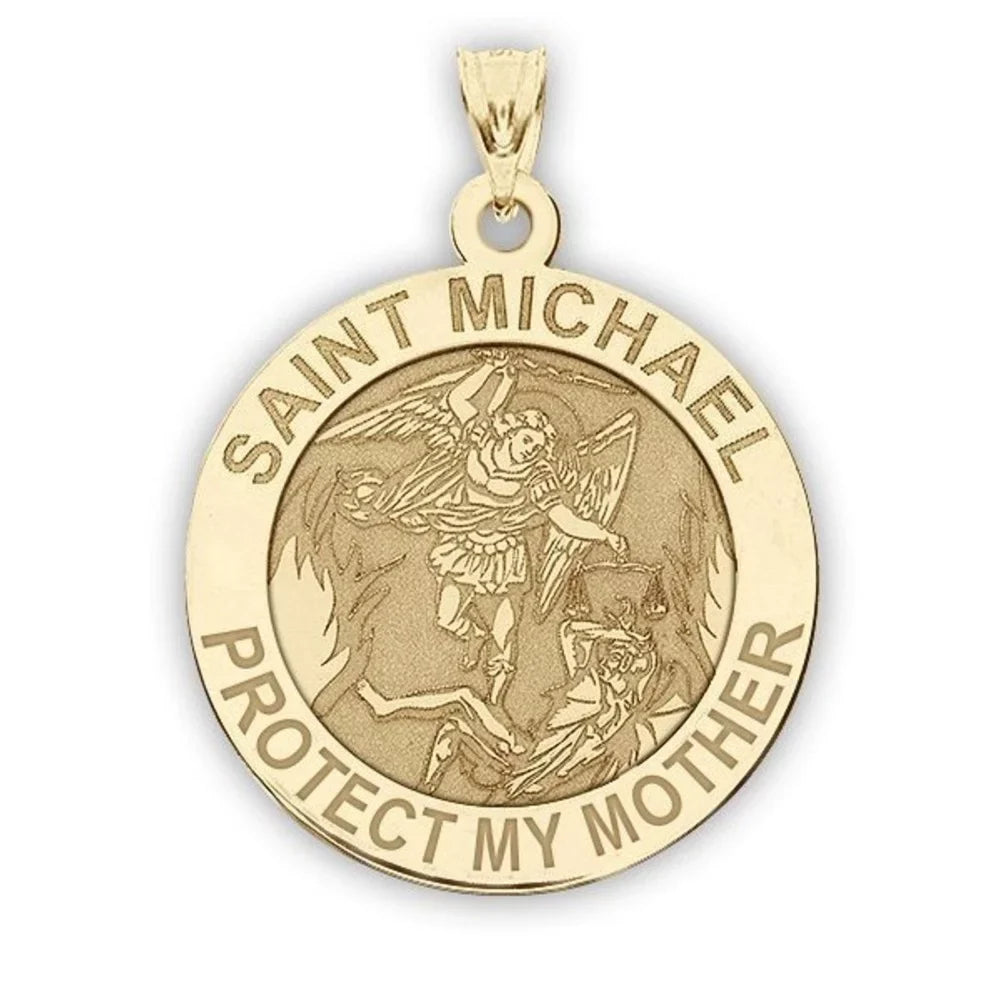 '- in 1 My Michael Medal Protect Saint Religious 14K Gold Picturesongold.Com Mother - Yellow Solid inch