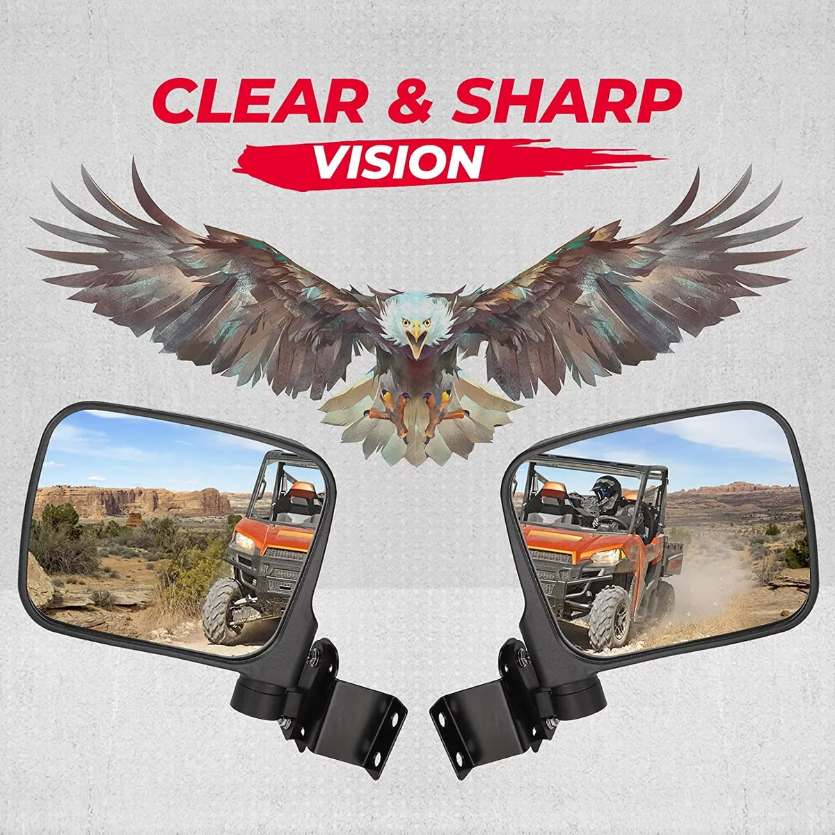 Compatible Polaris 500 2015-2022 900 Mirror Side Mirrors Kemimoto View 570 Ranger UTV with Rear