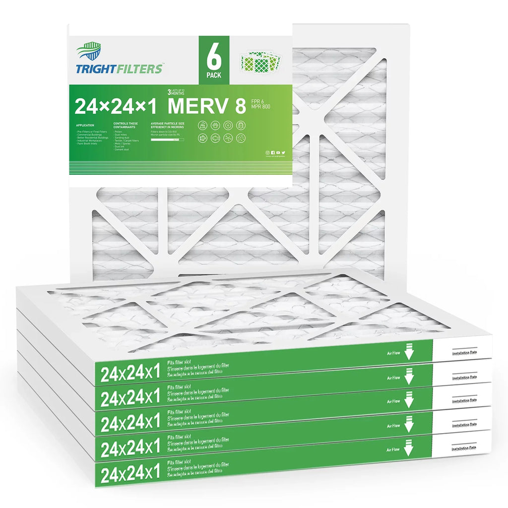 Filters 24x24x1 8 Home Furnace TRIGHTFILTERS Pleated HVAC AC 6 Filter MERV Air Pack