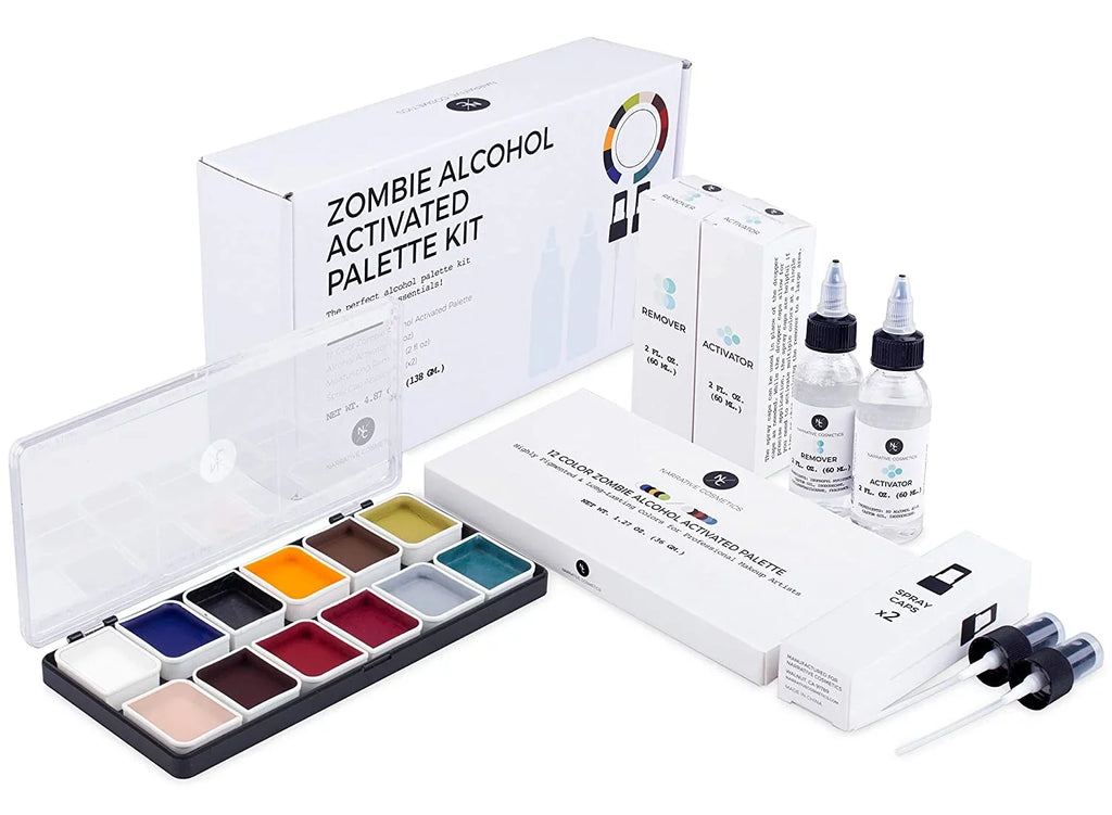 Cosmetics Artists Waterproof Color - Remover Kit Narrative Includes Makeup Activated 12 and Palette for Activator Professional Alcohol Moisturizing Makeup - Zombie Alcohol Makeup SFX