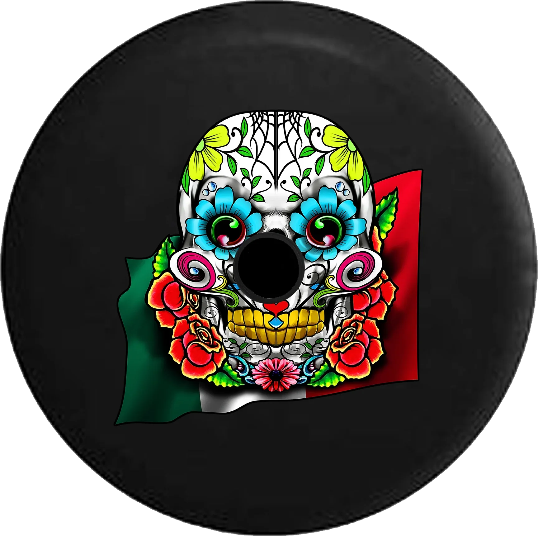 Inch RV 32 Roses Tire Wrangler Spare 2019 2018 Mexican Skull for Backup JL Jeep Camera Cover Colorful Sugar with