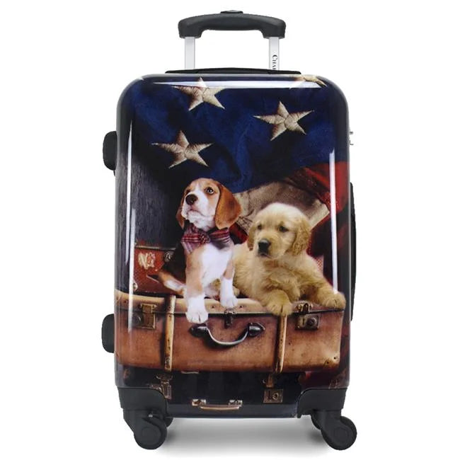 Expandable Hardside 20-Inch Carry-On Luggage Freedom Dogs Pups Spinner
