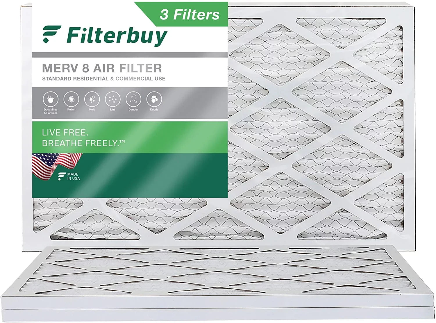 AC 16x36x1 HVAC Filters Pleated MERV Filterbuy Furnace 8 Air (3-Pack)