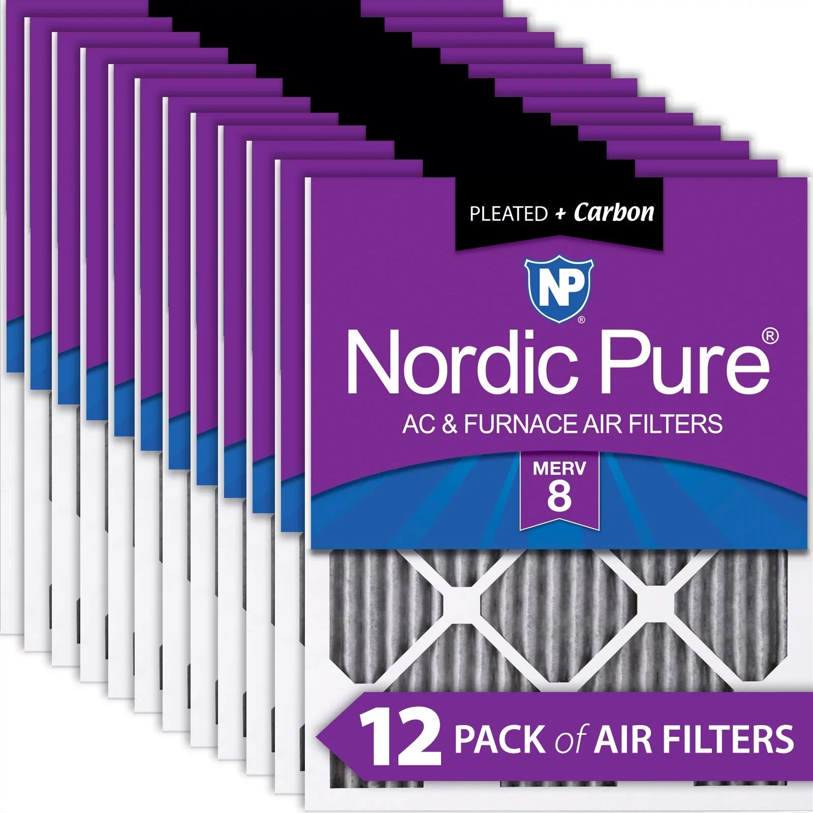 (19_1/2x19_1/2) Pleated Furnace MERV Pack Air Carbon Plus 20x20x1 Filters 12 8