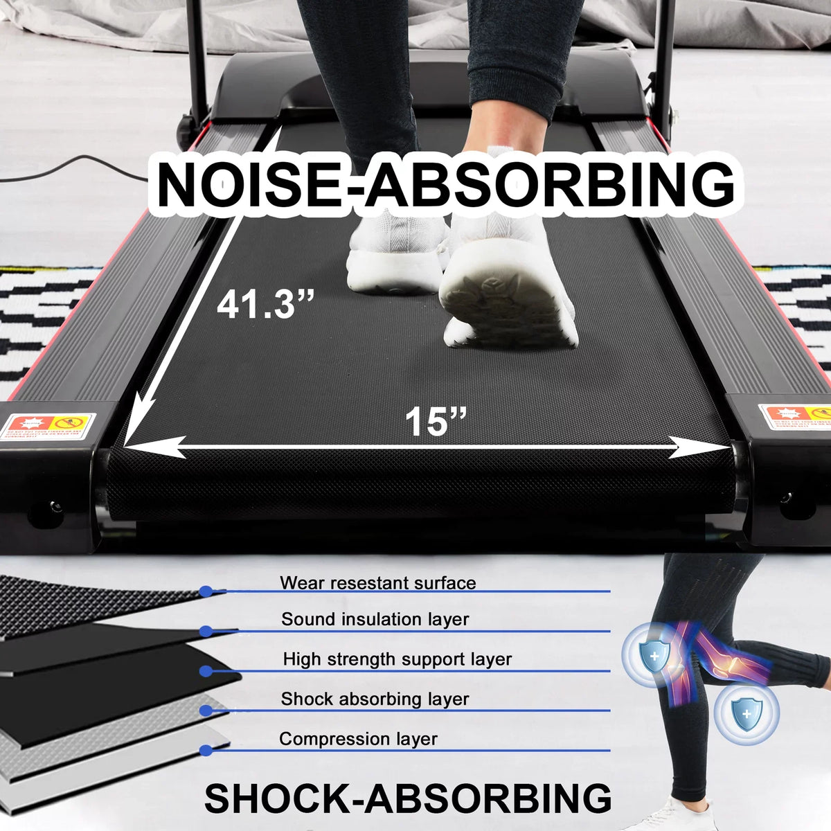 Fitness Compact with Electric Home Exercise Home FYC Walking Machine Treadmills Foldable for Incline, and Gym for Folding Jogging Bluetooth Portable Running Treadmills