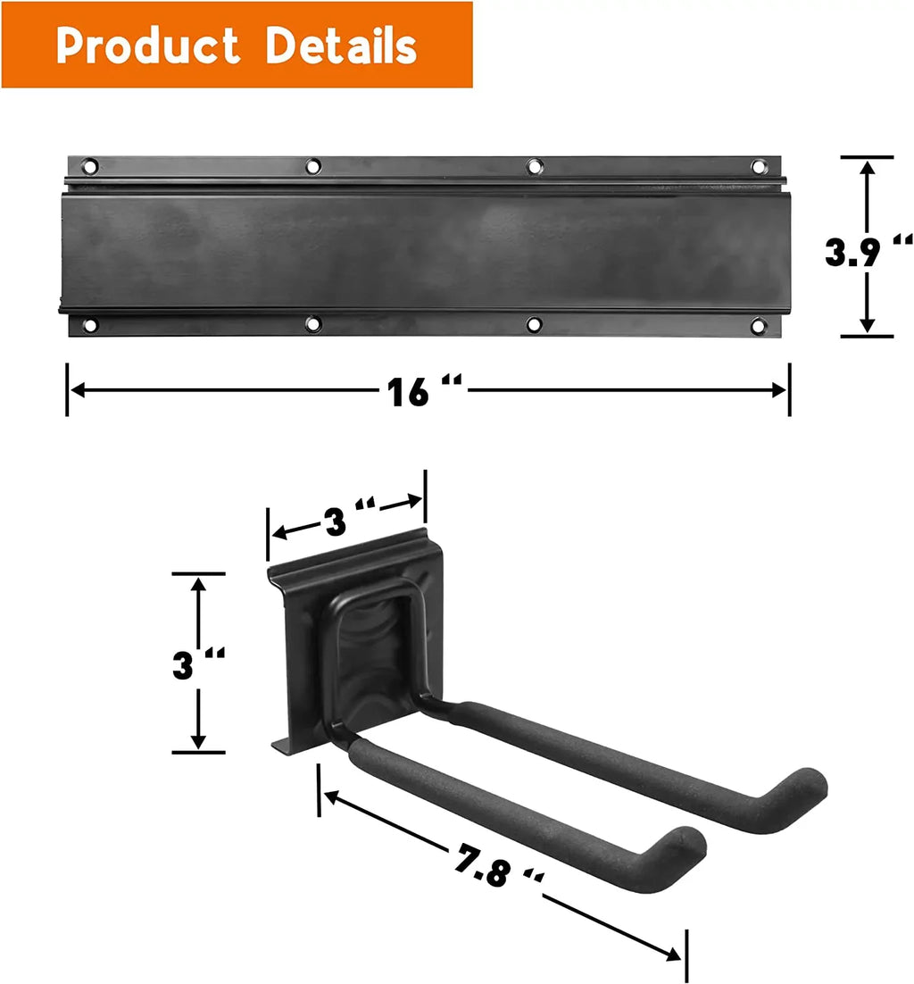 Heavy Garden Tool for Racks Organizer Tools Hooks, Metal Yard Mount Garage 6 Garage Duty Wall Holder