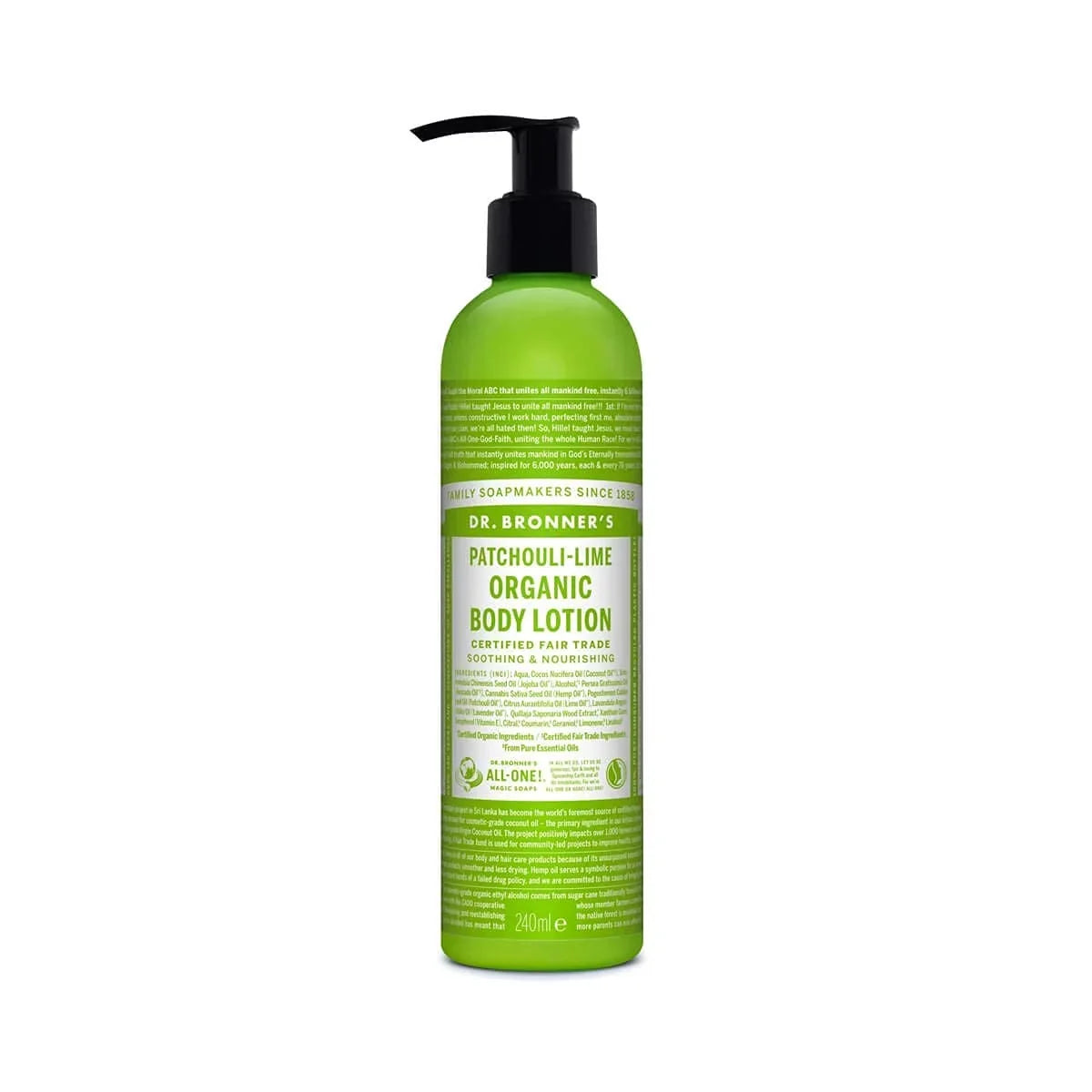 Body Hydrates, Certified - - Body, Bronner,S Lotion Organic And Soothing 8 Nourishes For Emollient, Lotion (Patchouli Vegan, Dr. And Highly Moisturizer, Face Non-Gmo Organic, Lime, Ounce) And Hands,