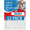FILTERS & 1000, AIRX AIR. Comparable Rating, 12 Made 7 in 11 USA by Furnace to 20x36x1 MPR CLEAN FPR MERV Filter Filters - WICKED 1200 Air Pack MPR of