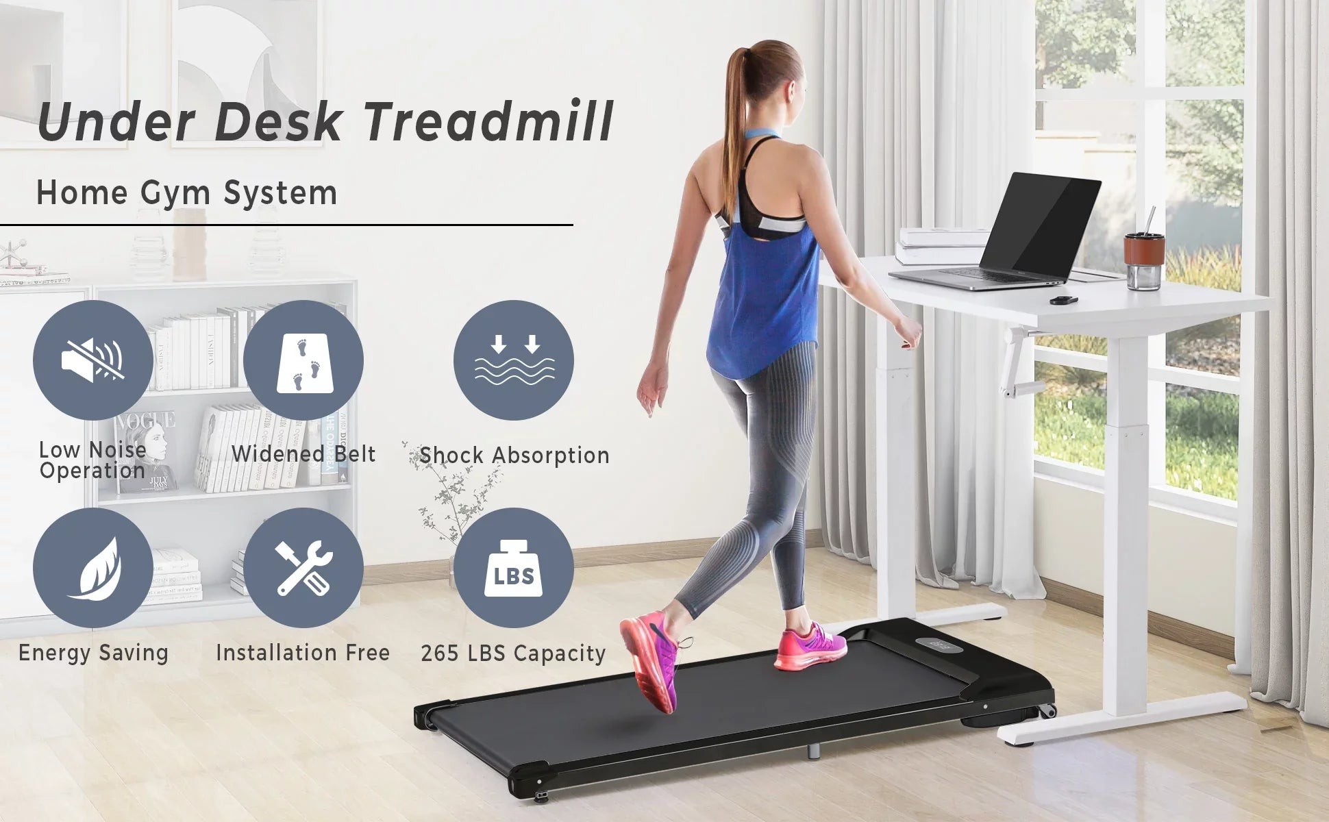 Office in 2.5HP for Walking Under Gym with Treadmill Use, Treadmill, 1 BTMWAY Electric Pad APP/speaker/Remote Bluetooth Pad Ultra-Quiet Desk Control/Display, Home Portable Treadmill 2 Walking