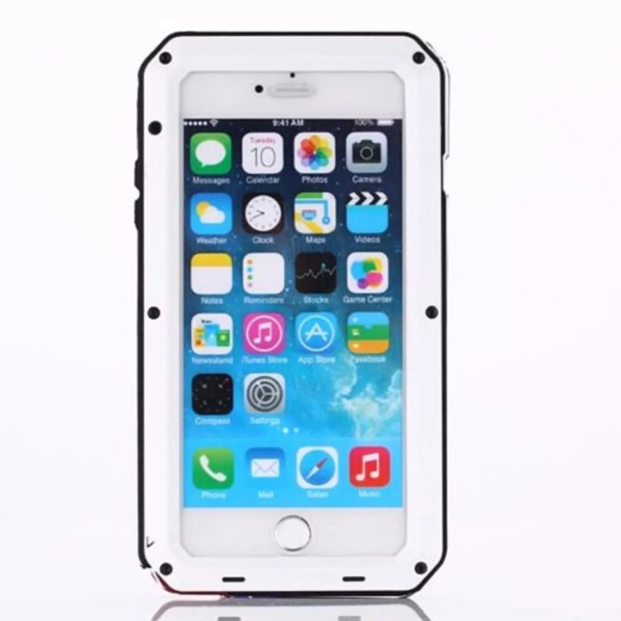 Metal and 5s Rugged Case (White) Aluminum Heavy Travel Protection, exterior Scratch Shockproof Military Gorilla Duty Resistant iPhone Glass Grade