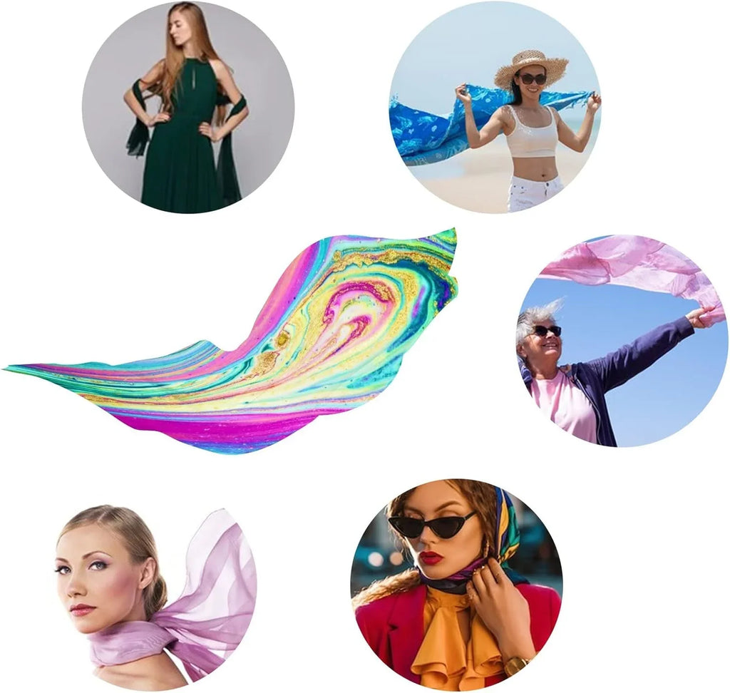 Silk Art Wrap Lightweight Marble Shawl Watercolor Women Hyjoy Girls Long Neck Scarves for Scarf