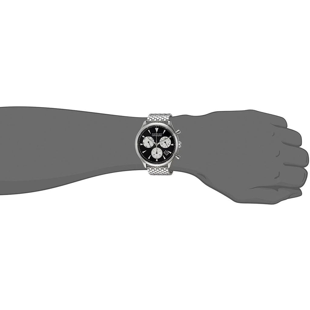 Crystal Men's Case 43mm Dial Black Bracelet Movado Watch 3650014 Swiss & Quartz Heritage Steel Sapphire