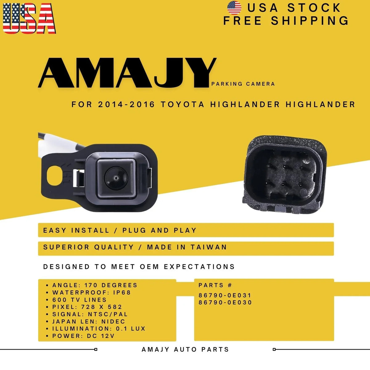 86790-0E031 14-16 for 86790-0E030 Toyota Replaces Camera Backup Highlander HIGHLANDER