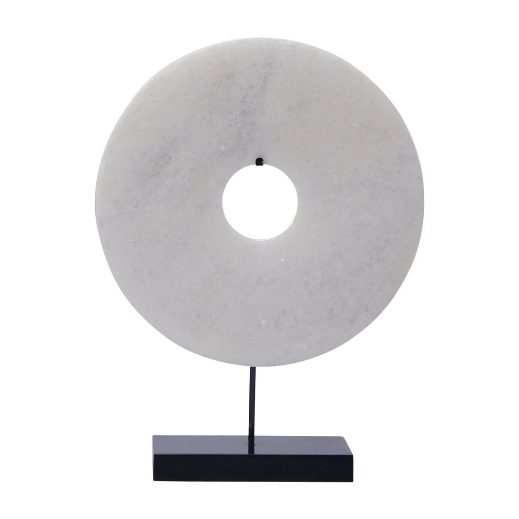 Statue inch Base, White With 16 Artissance Tall, 16 Jade Disk Inch -