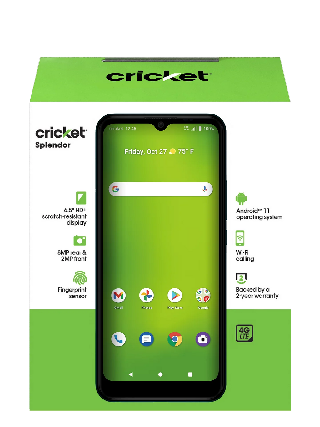 Rainforest 32GB, - Cricket Green Smartphone Prepaid Wireless Splendor,
