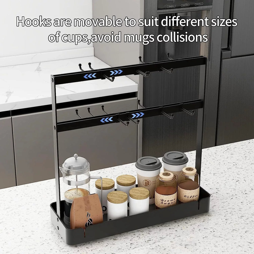 Cup Hooks,2 Holder Holder Storage Countertop, Movable Tier Mug Rack Mug with Coffee 16 Coffee BOIVSHI Tree Cup Black Holder Base Hooks with for