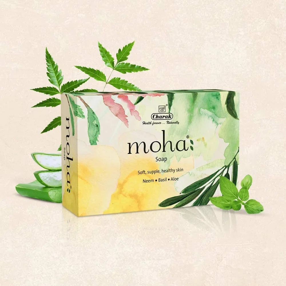 Moha & Aloe X Of Soap 3 Basil Neem, Body Goodness Soap, Gel, With Face Vera Bathing Soap, Gram & Pamer Herbal 100 Product Unisex